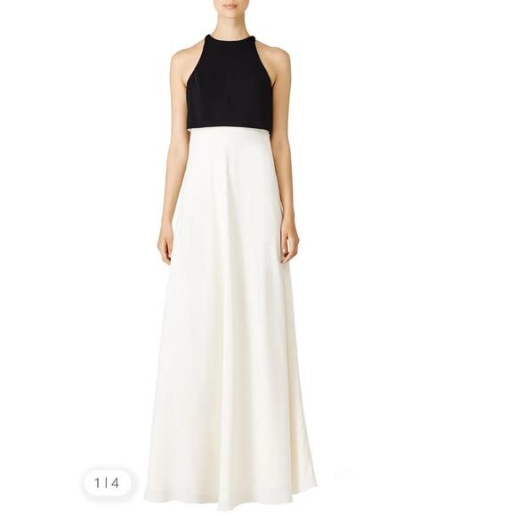Jill Jill Stuart Black & Cream White Pop Over Sleeveless Color Blocked Maxi Gown - Picture 1 of 9